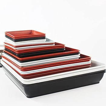 黒と赤のプラスチックおしぼりトレイ 42cm x 30cm ２１枚 Amazon｜おしぼりトレー 水洗いOK 5色展開 (メルコ 黒